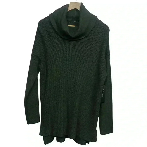 NWT Cyrus Knit Dark Green Pullover Cowl Neck Rayon  Sweater Womens Size Medium - Picture 1 of 14